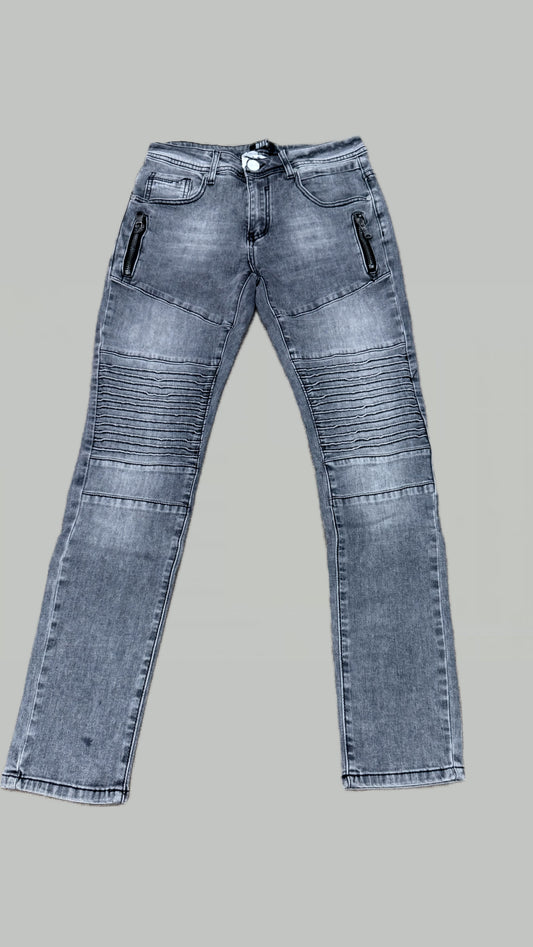JEANS BIKER GRIGIO