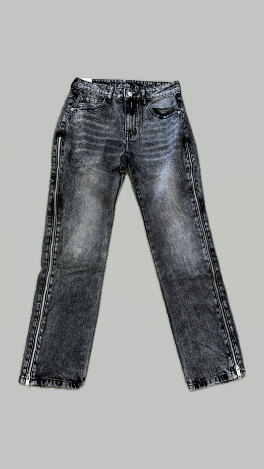 JEANS GRIGIO CON CERNIERE LATERALI